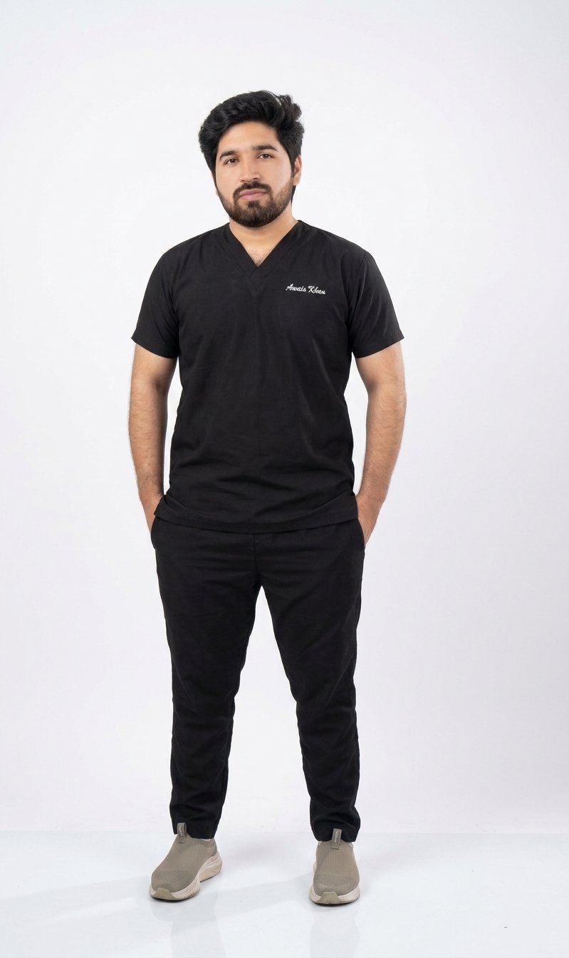 Men’s Scrub Wash & Wear – Wrinkle-Free Fabric | Premium Black - Image 1